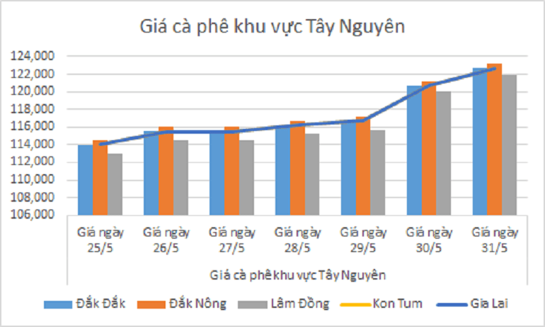 Biểu đồ giá cà phê ngày 31.5.2024