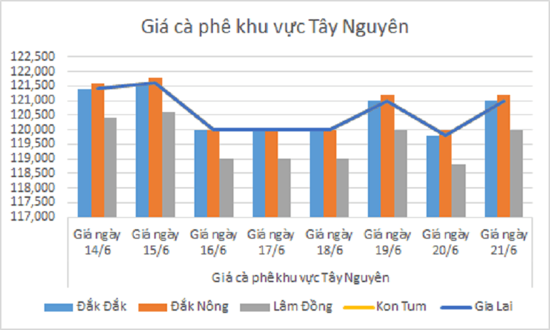 Biểu đồ giá cà phê ngày 21.6.2024