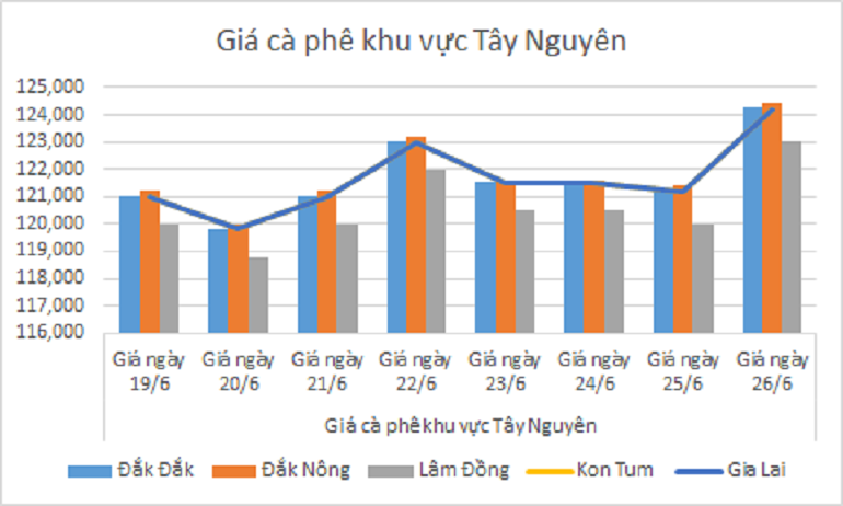 Biểu đồ giá cà phê ngày 26.6.2024