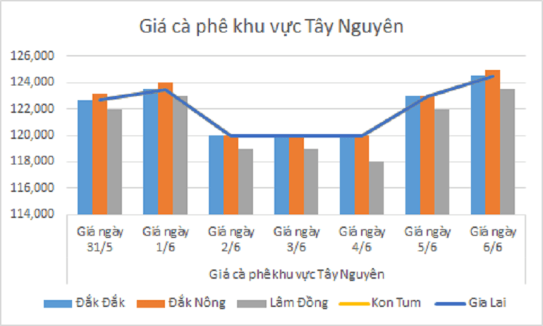 Biểu đồ giá cà phê ngày 6/6/2024