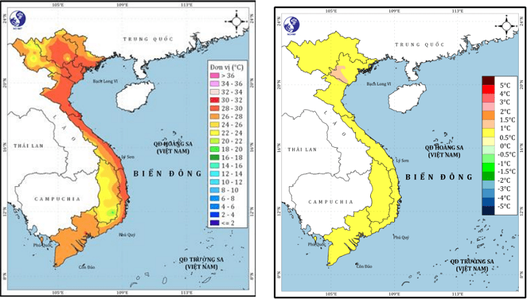 Ảnh dự báo nhiệt độ thời tiết tháng 7.2024