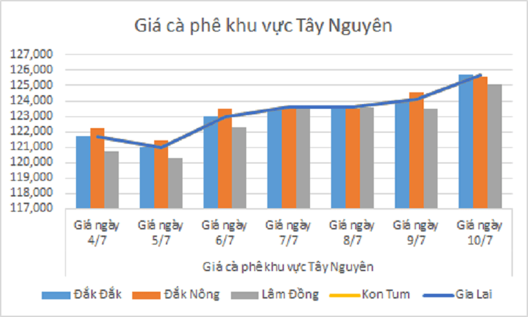 Biểu đồ giá cà phê ngày 10.7.2024