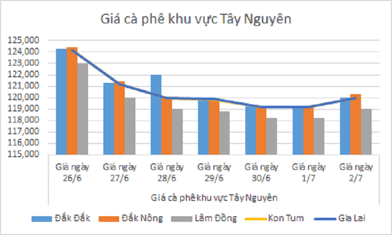 Biểu đồ giá cà phê ngày 2.7.2024