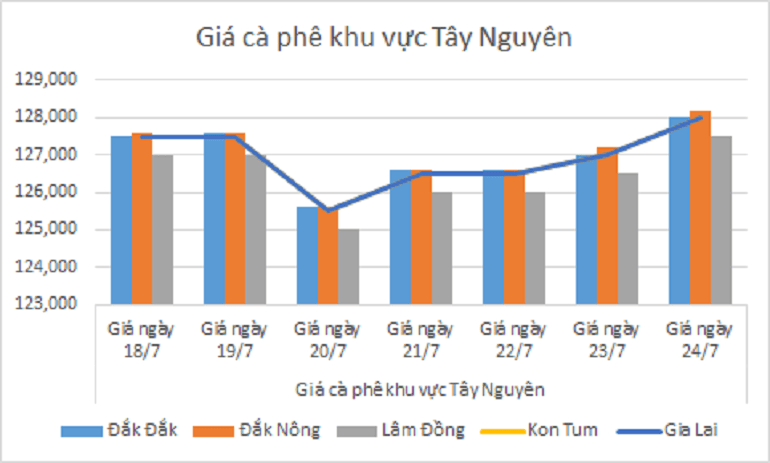 Biểu đồ giá cà phê ngày 24.7.2024