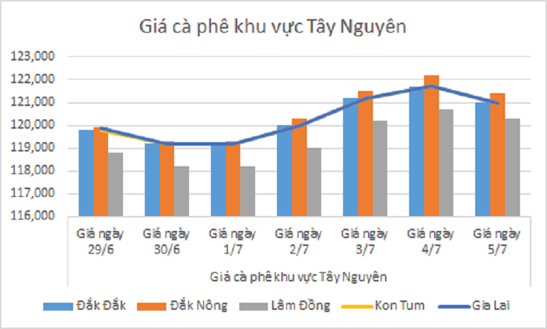 Biểu đồ giá cà phê ngày 5.7.2024