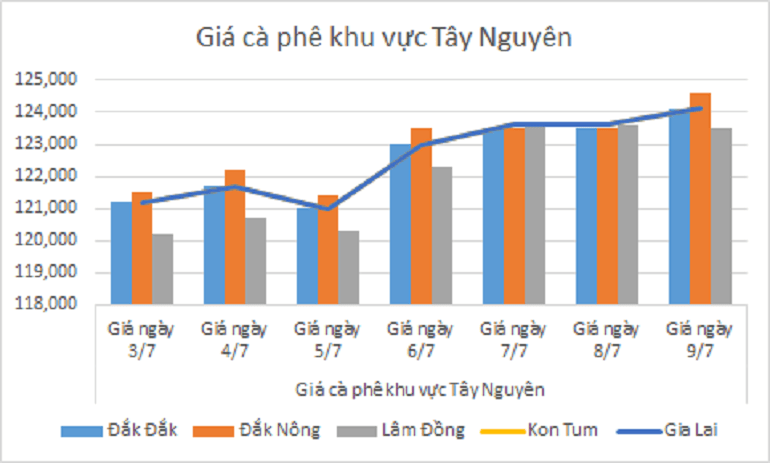 Biểu đồ giá cà phê ngày 9.7.2024