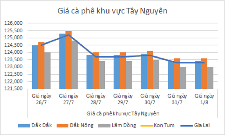 Biểu đồ giá cà phê ngày 1.8.2024