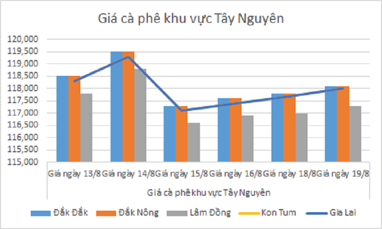 Biểu đồ giá cà phê ngày 19.8.2024