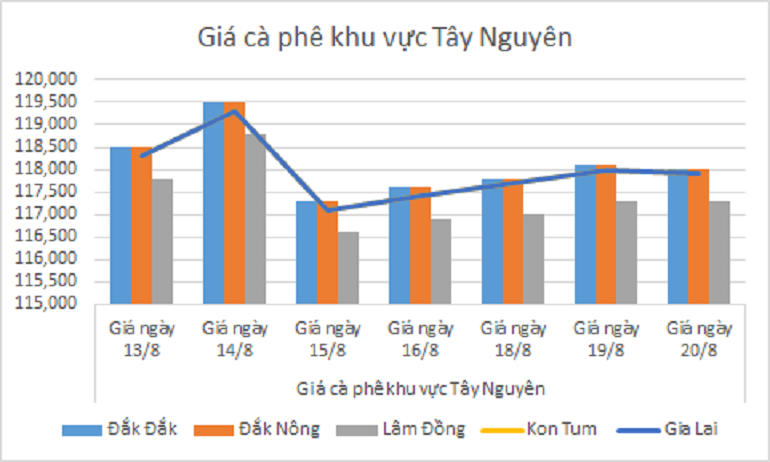 Biểu đồ giá cà phê ngày 20.8.2024