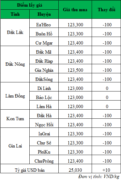 Giá cà phê hôm nay, giá cà phê mới nhất hôm nay