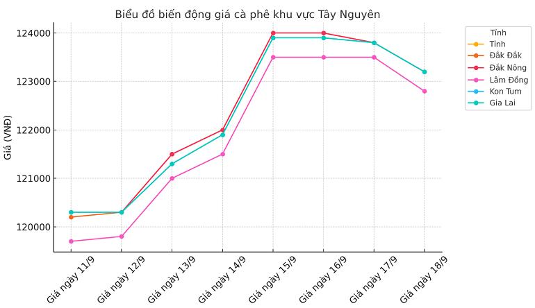 Biểu đồ giá cà phê ngày 18.9.2024