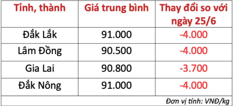Giá cà phê hôm nay giảm cực sốc