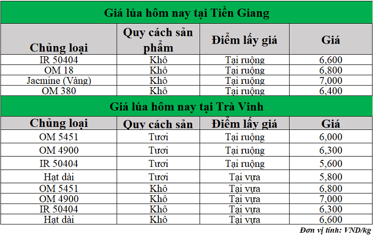 Giá lúa gạo hôm nay ngày 9/7/2025