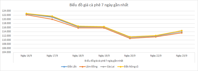biểu đồ giá cà phê